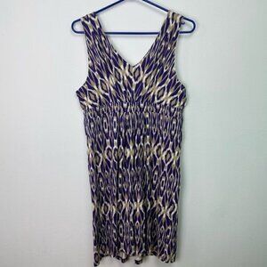 Ann Taylor Loft Sleeveless Dress Ikat Print Size Medium Purple